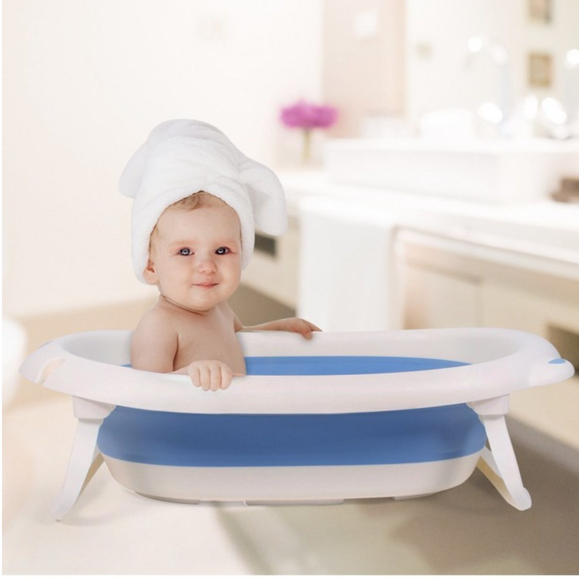 국민 아기 욕조 접이식 신생아 목욕 대야 신생아 목욕통 파스텔 폴딩 원터치 블루 퍼플