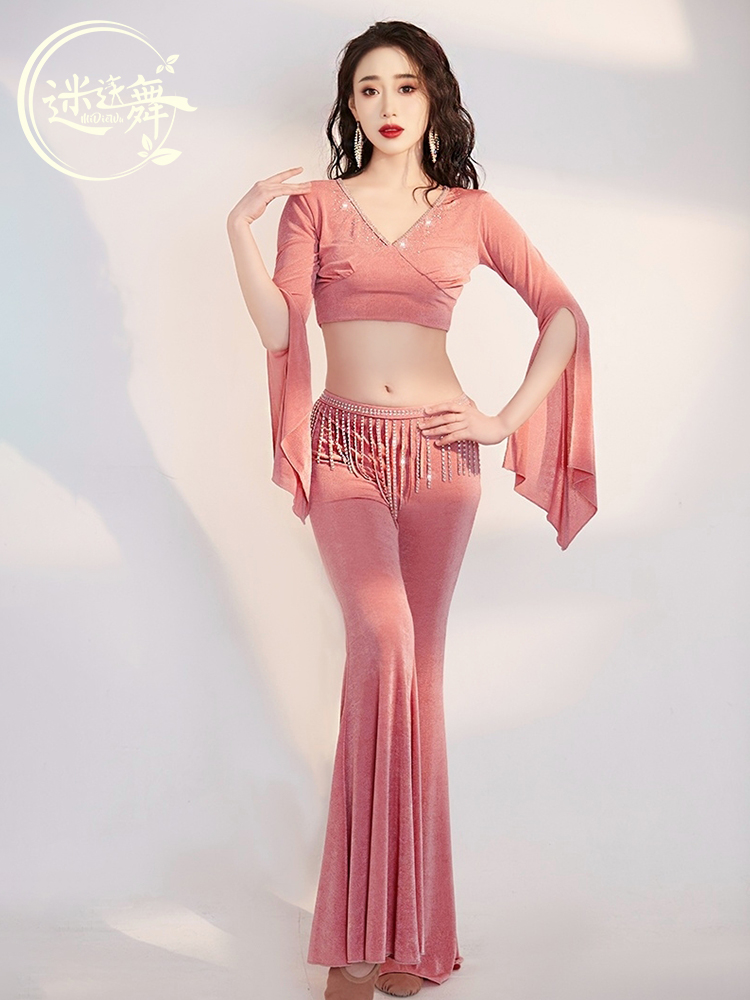 벨리댄스 스커트 벨리댄스복 공연용 핑크 힙스카프 무대용 젬레드 M - 상세 이미지 4