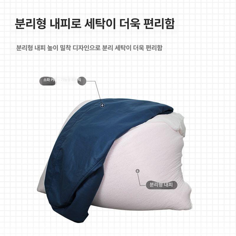야외 침대 패브릭 거실 쿠션 의자 라운지 체어 안락 얼룩 방지 기술 원단 - 진파랑 EPS충전재 - 상세 이미지 5