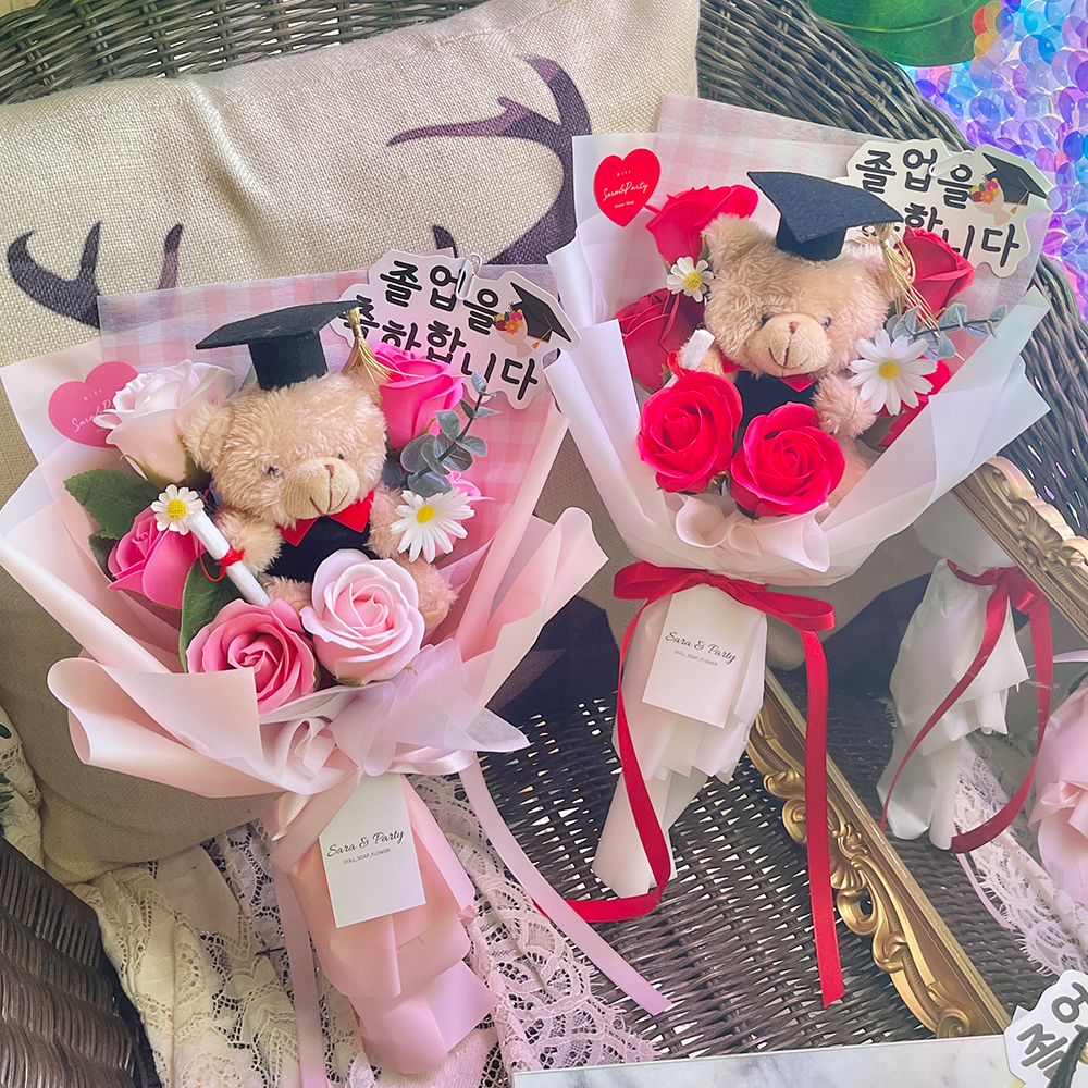 학사모곰 비누꽃다발 인형꽃다발 졸업식 입학식 선생님 단체 - 상세 이미지 4