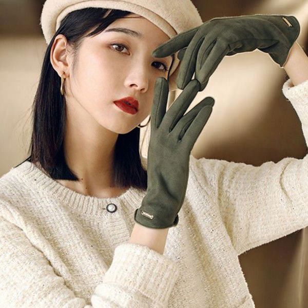데일리 스웨이드 장갑 스마트폰 소프트 퍼 장갑 따뜻한 겨울 - 상품 이미지