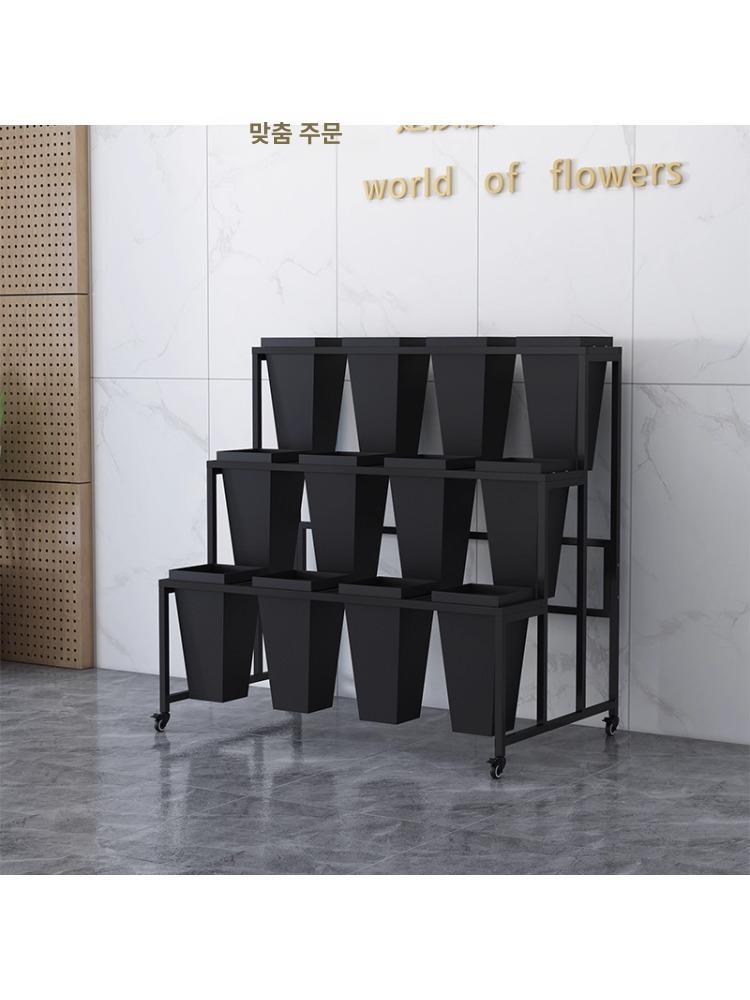 화분 진열대 이동식 전시대 계단식 꽃 인테리어 전시용 2단 x4 골드 프레임 화이트 꽃통 - 상세 이미지 4