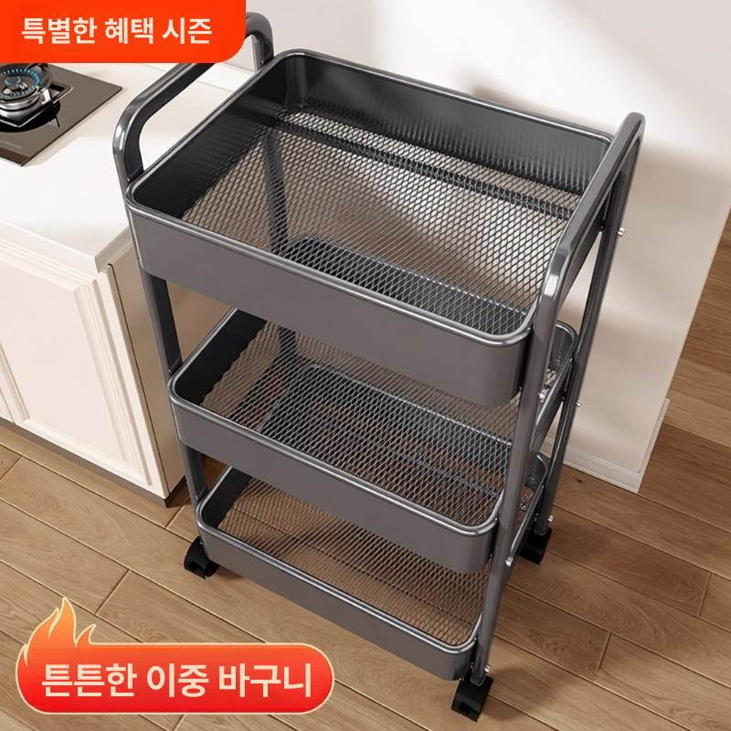 이동식 수납장 작업실 서랍 자취방 물건정리 미술 트롤리 3단 잉크블랙 41x30cm - 상세 이미지 2