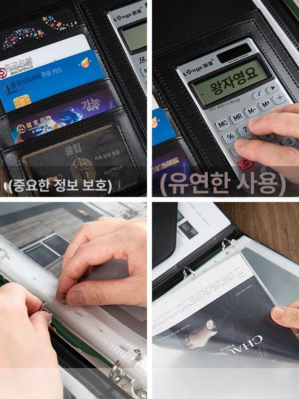 수첩 노트 카드지갑 메모장 메모 날짜형 위클리 업무용 작은 귀 블랙 8자리 계산기 - 상세 이미지 5