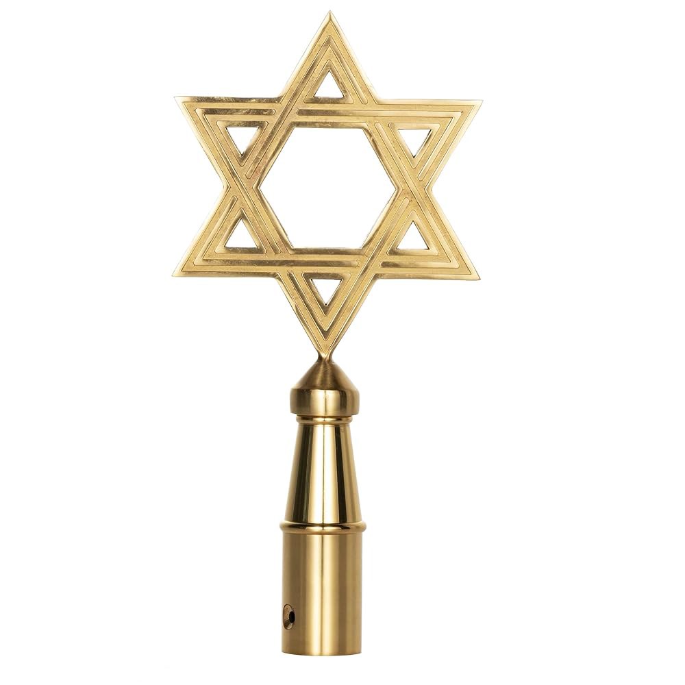 FRF FLAG 실내 깃대 장식 또는 황동 퍼레이드 2.5cm(1인치) 다윗의 골드 지름 장식, 피니얼용 1 Gold Alloy Fancy Cross - 상품 이미지