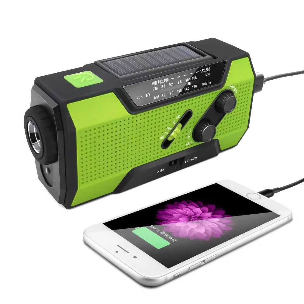 크랭크라디오 캠핑 태양열 자가발전 응급 지진용품 화이트 2000mAh - 상세 이미지 2