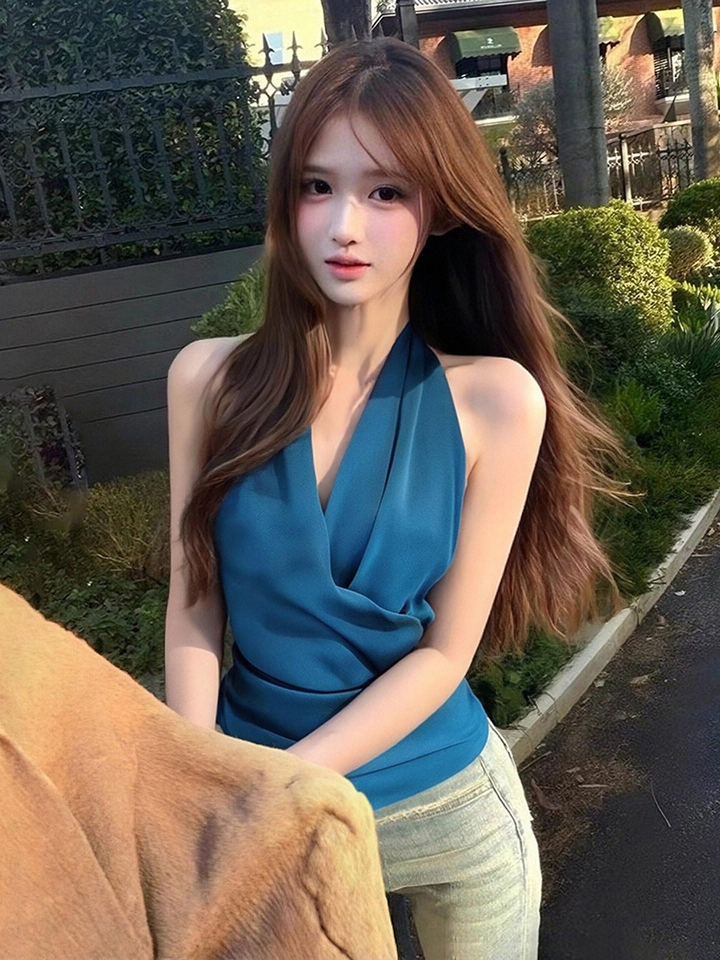 봄  브이넥 슬림 여성 민소매 레이어드 이너웨어 - 상세 이미지 2