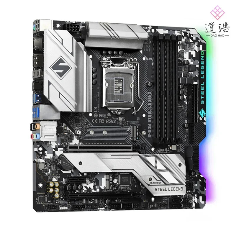 ASRock호환 B460M STEEL LEGEND 마더보드 128GB HDMI M.2 LGA 1200 DDR4 마이크로 B460 메인보드 완전 작동 리퍼