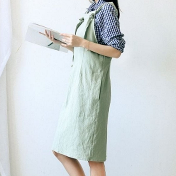 원피스 여성 멜빵 앞치마 데일리 리넨 앞치마 주방 요리 카페 - 상품 이미지