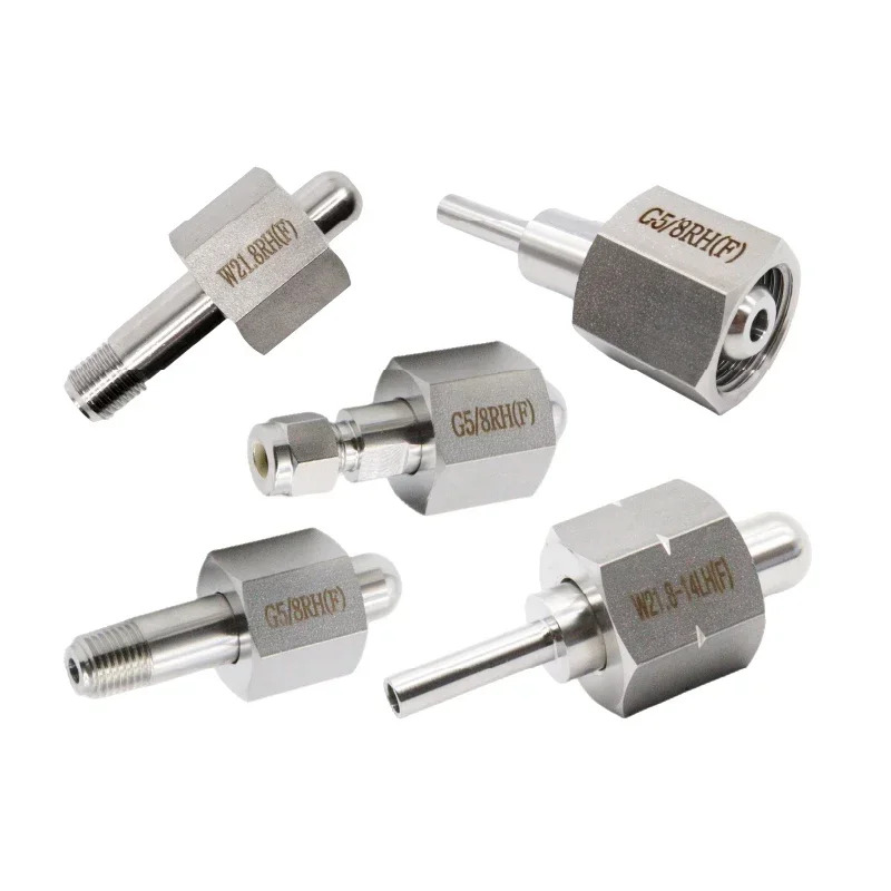 316L 스테인레스 스틸 실린더 어댑터 G5/8RH 질소 아르곤 헬륨 W21.8LH 수소