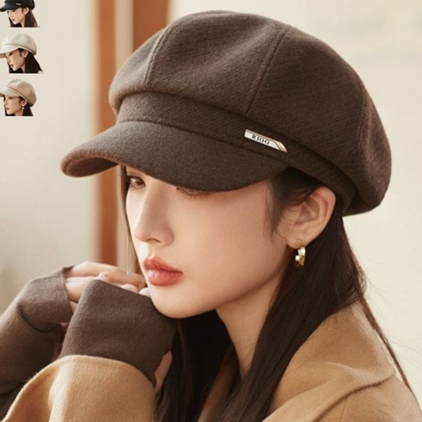 모직 여성 팔각모 모자 팔각 여성 뉴스 보이 캡 - 상품 이미지