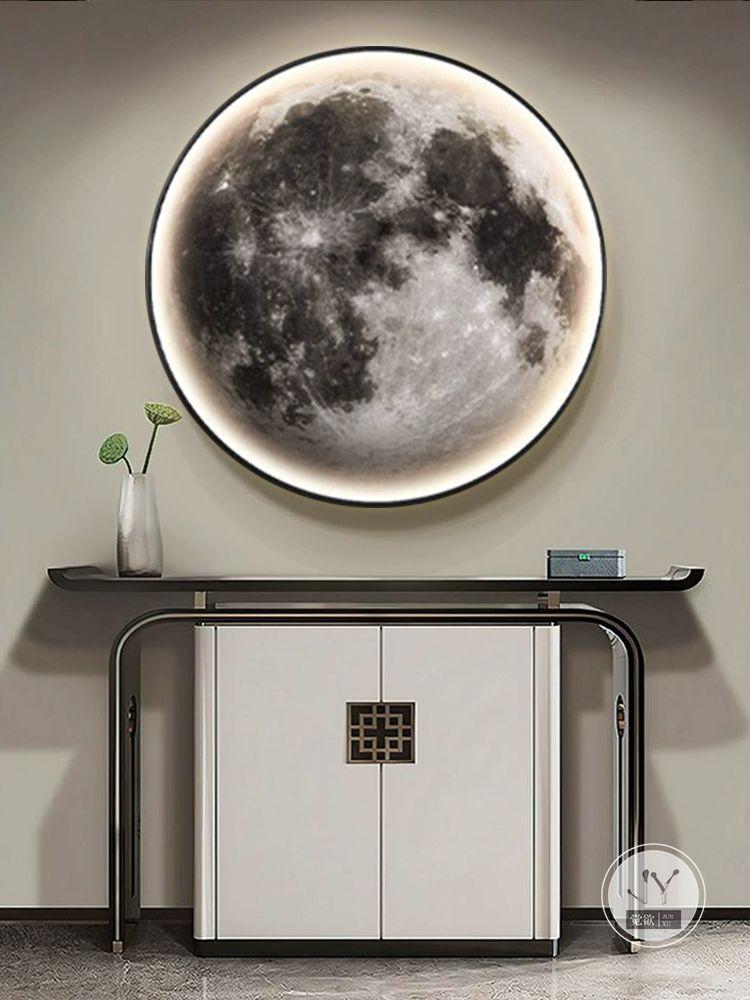달 지구 조명 액자 복도 장식 LED 문 포인트 벽 문 R 엘레강트 블랙 지름 80cm - 상세 이미지 4