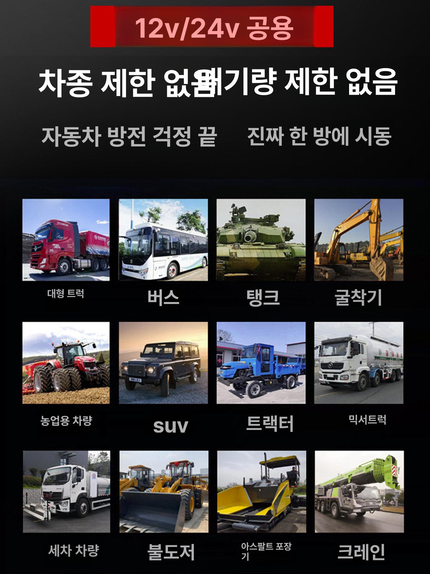 충전기 점프선 차량용 공기압주입기 겸용 화물차용 점프기 14셀 극한 구조 모든 12V24V 즉시 65 - 상세 이미지 5