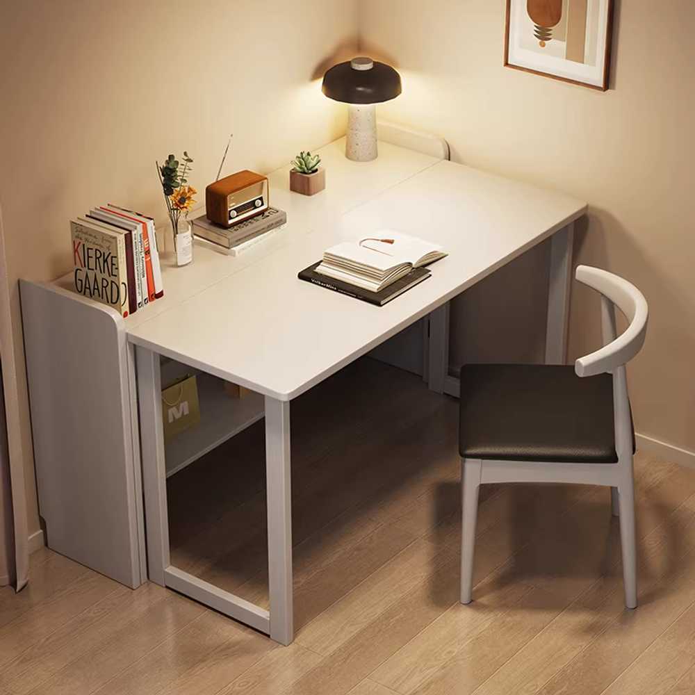 원목 접이식 책상 공부방 좁은공간 서재 공부 선반형 월넛 테이블+의자 80x60x75cm 이미지 8
