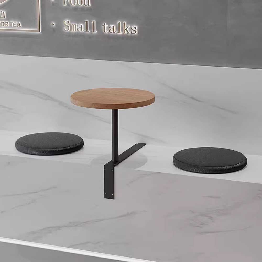붙박이 테이블 원탁 원형 탁자 레스토랑 카페 철제 35x30cm 블랙 스틸 / 실외용 - 상세 이미지 2