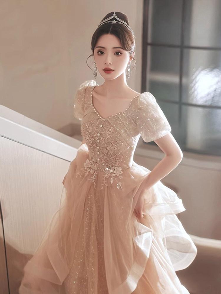 결혼식 2부 드레스 핑크 무대 연주회 생일 파티 성인식 졸업식 셀프 웨딩 - 상품 이미지