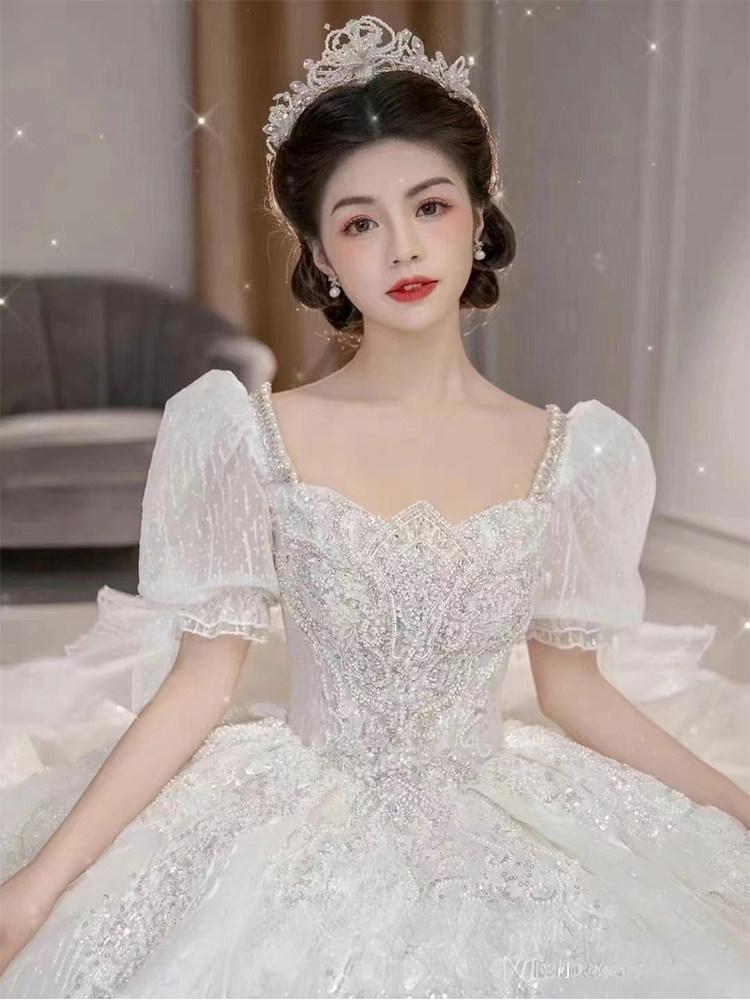 벨라인웨딩드레스 셀프웨딩 진주 피로연 드레스 - 상세 이미지 3