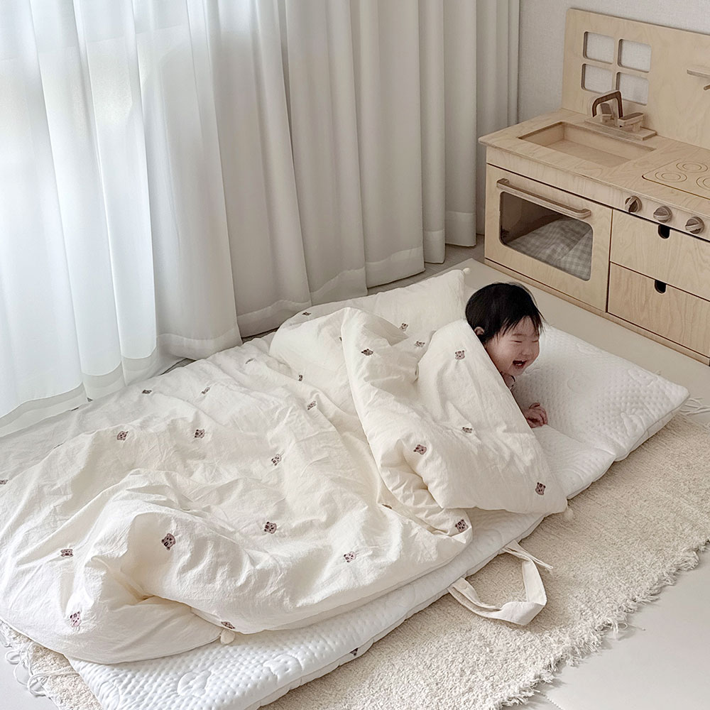 자수 아기 유아 어린이집 사계절 간절기 듀라론 순면 일체형 곰돌이 낮잠이불 풀세트 이미지 6