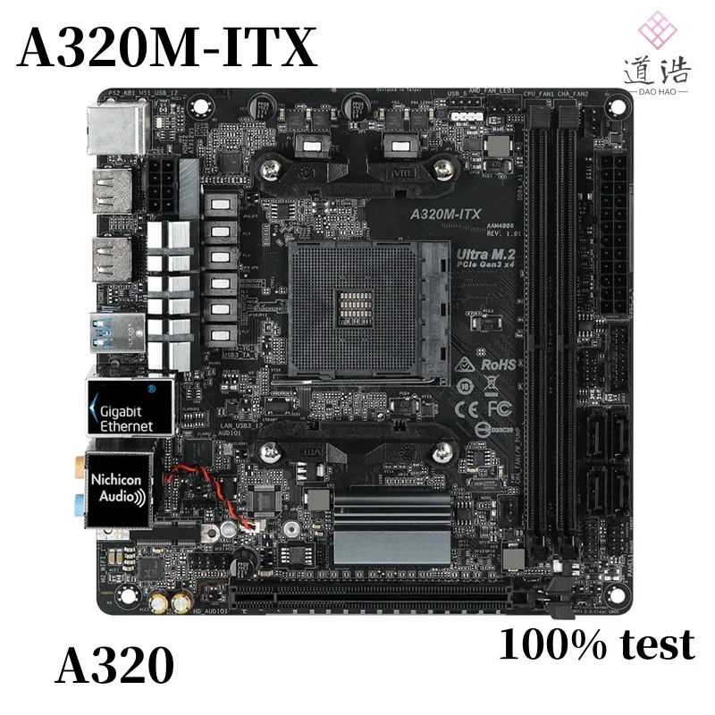 ASRock호환 A320M-ITX 32GB 소켓 AM4 DDR4 HDMI PCI-E3.0 M.2 Mini-ITX 마더보드A320 마더보드 완전 작동 리퍼