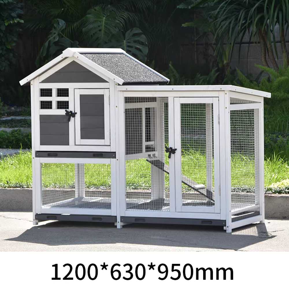 야외 닭장 새장 토끼케이지 원목 양육 방사 농장 거위 1460x750x835mm 원목색 바퀴 미포함 - 상세 이미지 2