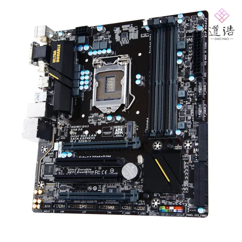 GA-Z170M-D3H 마더보드64GB I7-6700 4 코어 8 스레드 CPU DDR4 Z170 메인보드 완전 작동 리퍼