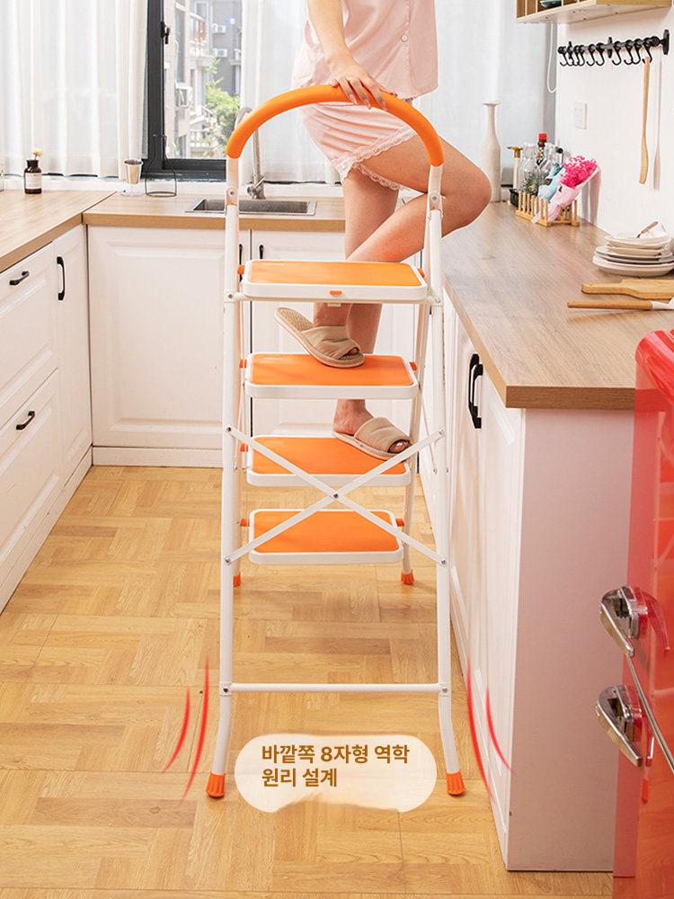 4단 가정용 주방 접이식 실내사다리 미니 인테리어 형 계단 계단형 최대하중 - 상세 이미지 2