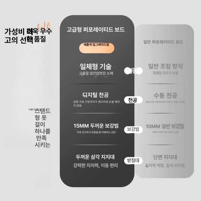 이동식 타공판보드 거치대 타공 선반 타공판 상품 철판 파티션 걸이 걸이대 타공보드 소품 - 상세 이미지 2