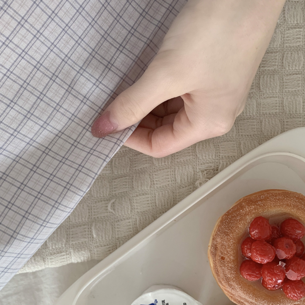 안달라붙는 가벼운 순면 남자 잠옷 긴팔 알리에 체크 홈웨어 세트 - 상세 이미지 2