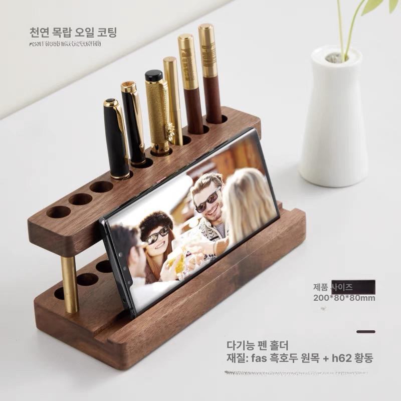 만년필 거치대 연필 꽂이 펜 정리 원목 고급 홀더 사무실 볼펜 필기구 수납 우드 책상 - 상세 이미지 2