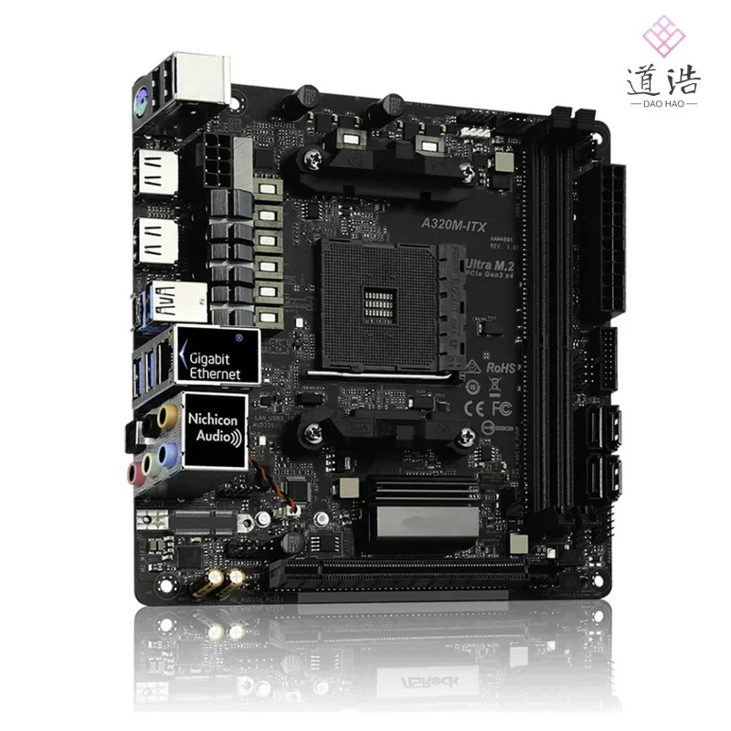 ASRock호환 A320M-ITX 32GB 소켓 AM4 DDR4 HDMI PCI-E3.0 M.2 Mini-ITX 마더보드A320 마더보드 완전 작동 리퍼