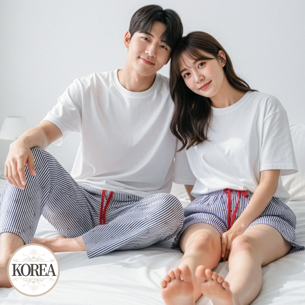 커플 잠옷 바지 파자마 여성 남성 홈웨어 9부 3부 러브팝PJ - 상세 이미지 2
