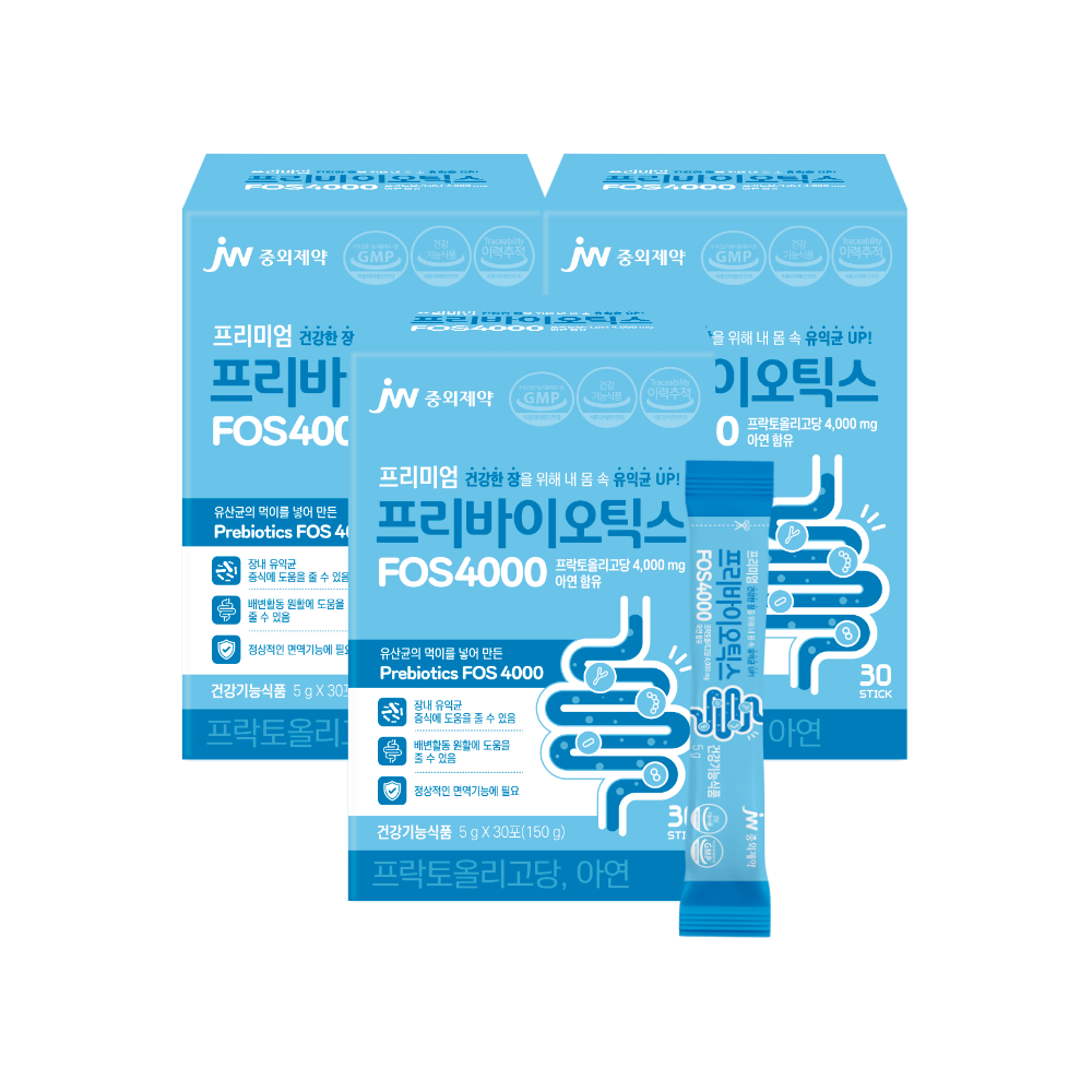 JW중외제약 프리바이오틱스 FOS 4000 프락토올리고당 아연 5g 30포, 3개 제품 이미지