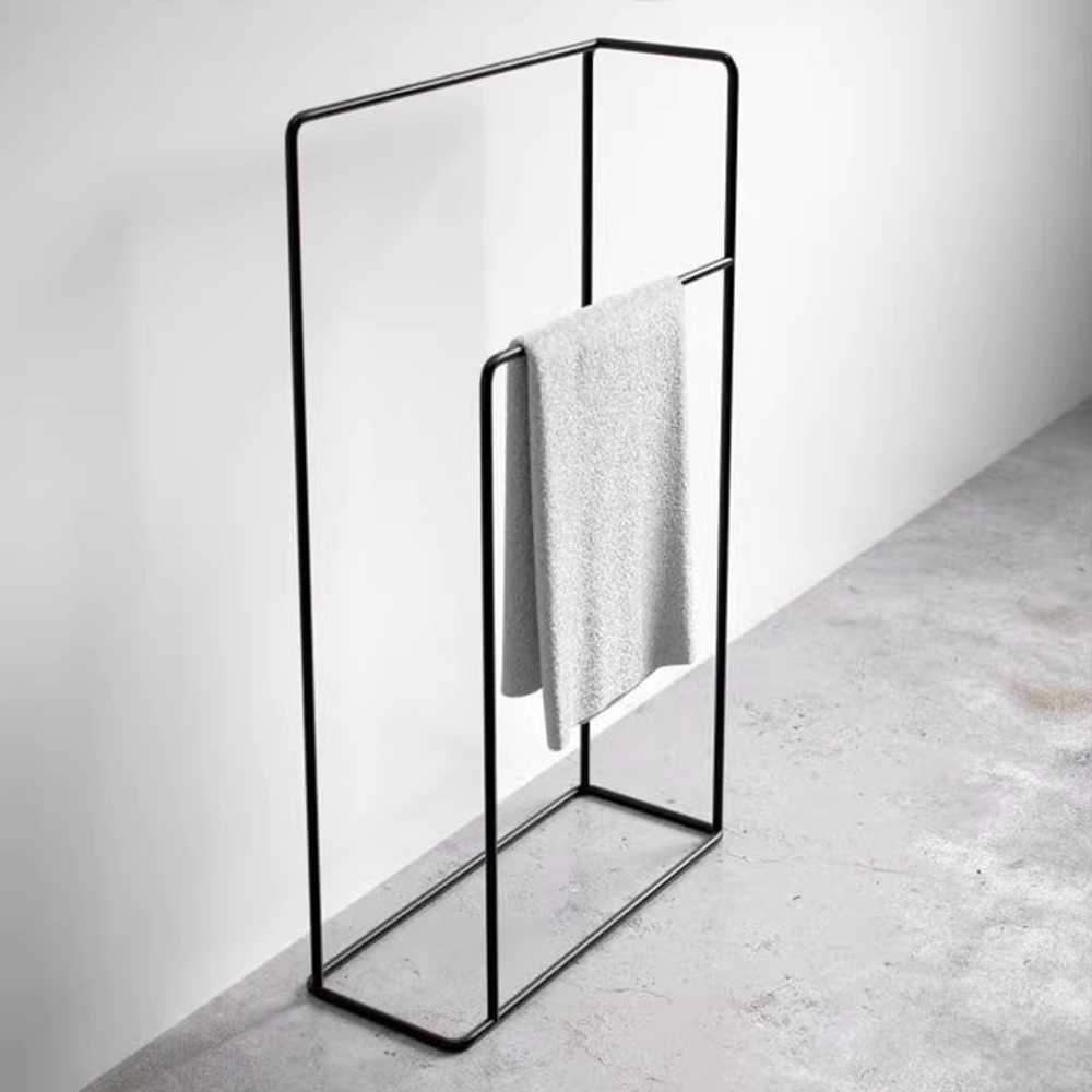 수건 스탠드 속옷 건조대 행거 옷걸이 타월 호텔 철제 60x25x91cm 블랙 L - 상세 이미지 2