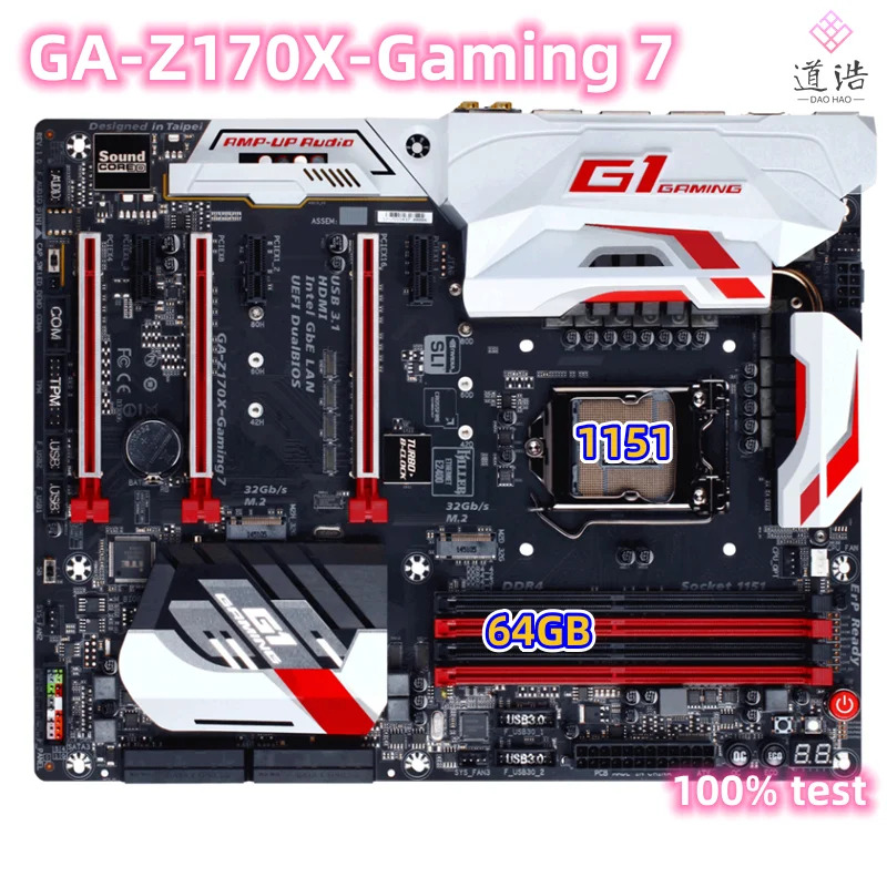 GA-Z170X-Gng 7 마더보드리퍼 완료 메인보드 64GB DP HDMI 2 x M.2 LGA 1151 DDR4 Z170