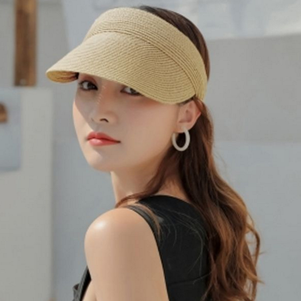 데일리 여성 썬 캡 휴대용 여름 썬 캡 파피루스 돌돌이 - 상품 이미지