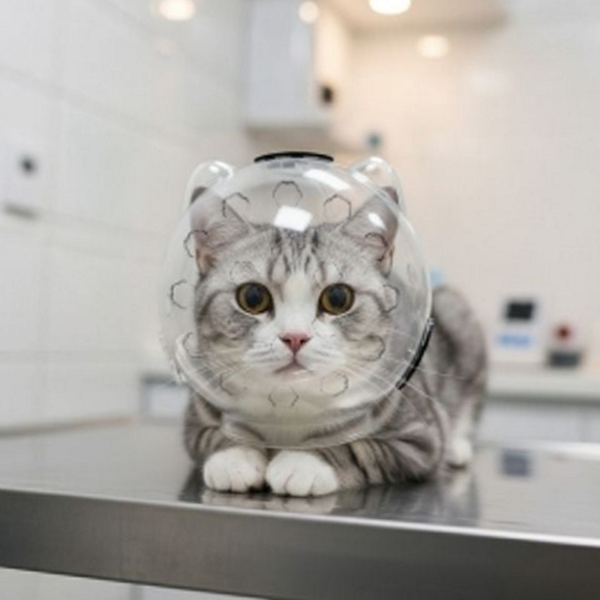 투명 고양이 넥 카라 슬라이딩 고양이 목카라 핥기 방지