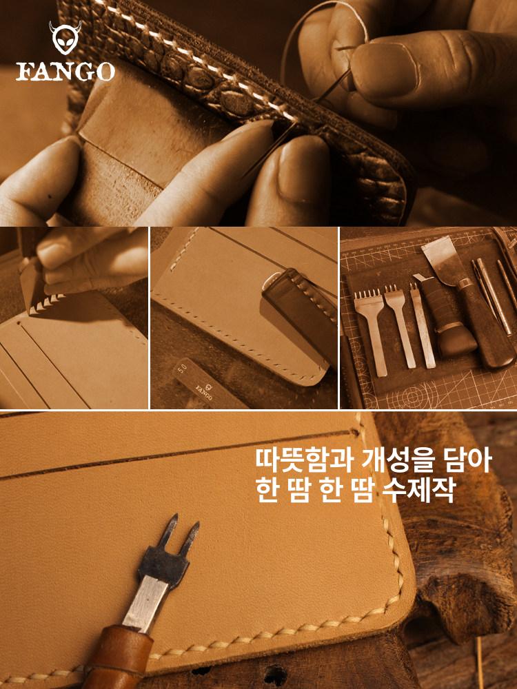 악어 가죽 지갑 핸드메이드 수제 남성 반지갑 - 상세 이미지 3