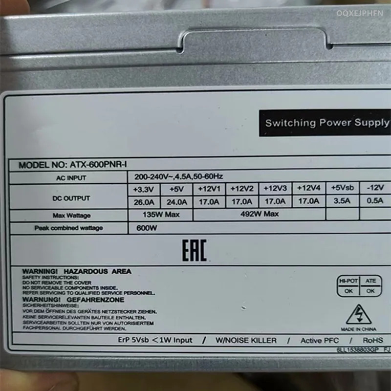 FSP 600W 전원공급장치 -600PNR-I -600PNR-1 9PA새 원본 6007702