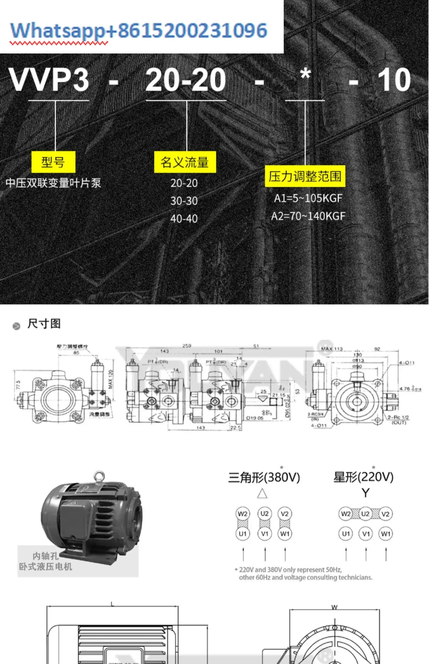 VP-30-40F-A3 유압 VVP1 오일 펌프 VPV1 모터 VP4 가변 54 베펌프 VP1-12/15/2F