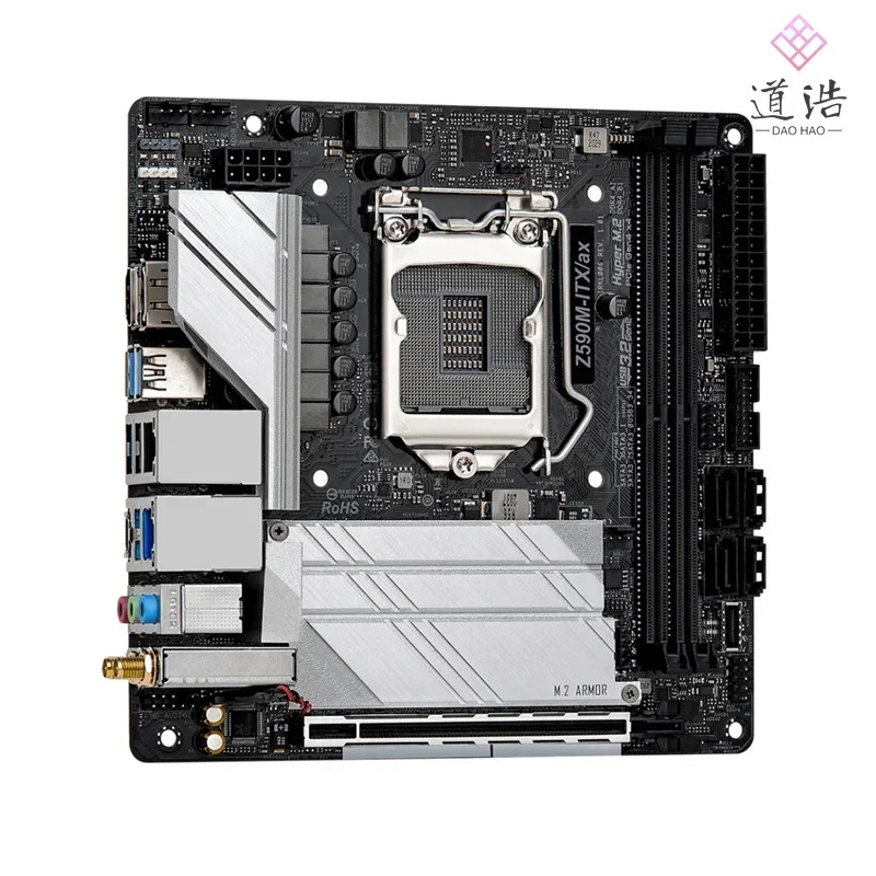 ASRock호환 Z590M-ITX/AX 마더보드64GB HDMI M.2 LGA 1200 DDR4 Mini-ITX Z590 메인보드 완전 작동 리퍼