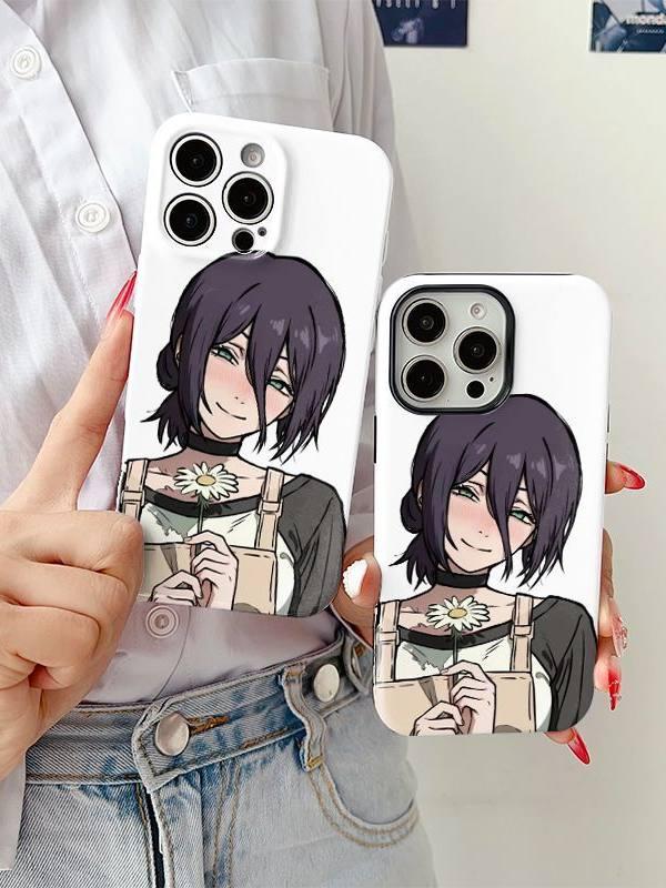 체인소맨 레제 아이폰 케이스 2D 소녀 휴대폰 보호 커버 2in1 필름 글로시 하드 케이스 iPhone 15 - 상세 이미지 3