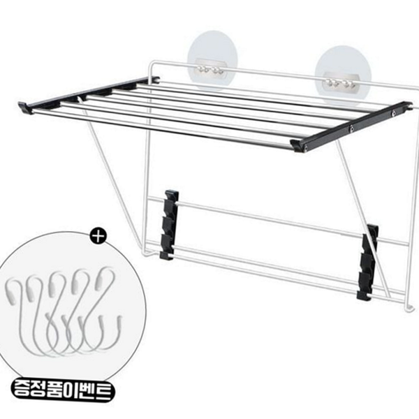 다용도 무타공 빨래 건조대 벽걸이 접이식 빨래 건조대 스테인레스 공간 - 상품 이미지