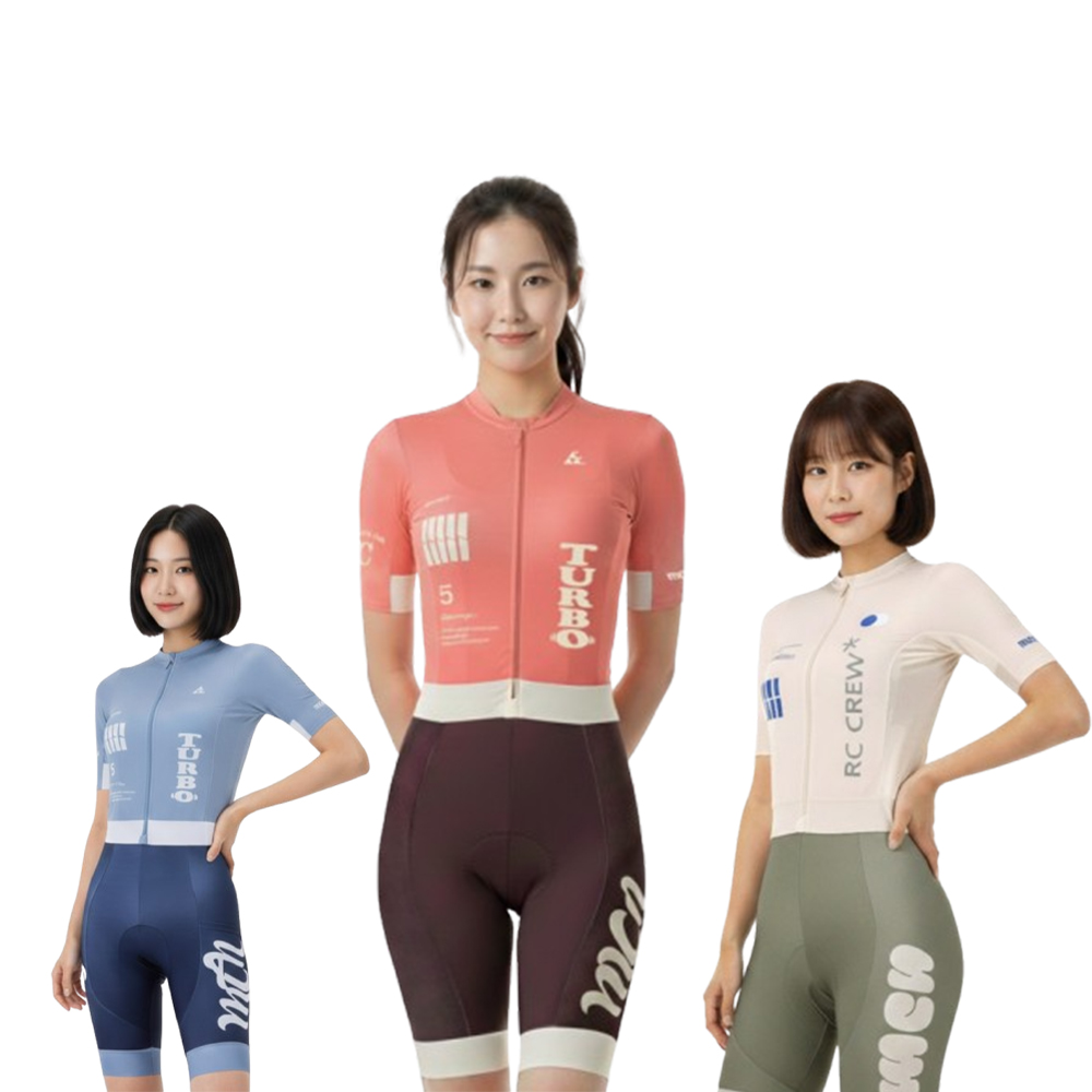 엠씨엔 자전거 반팔져지 4부 빕숏 세트 여성용 라이딩복 상하의 - 상품 이미지