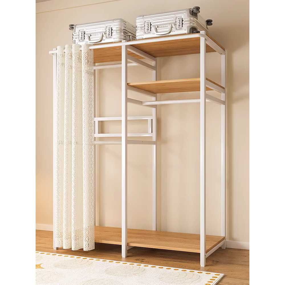 조립식 시스템행거 고정식 옷 철제 드레스룸 모던 긴 100x45x200cm 커튼+커버/ 화이트 - 상세 이미지 2