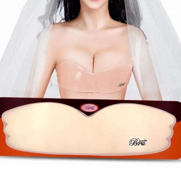 웨딩 실리콘 브라 접착식 누드 브라 끈없는 오프숄더 볼륨 패드 - 상품 이미지