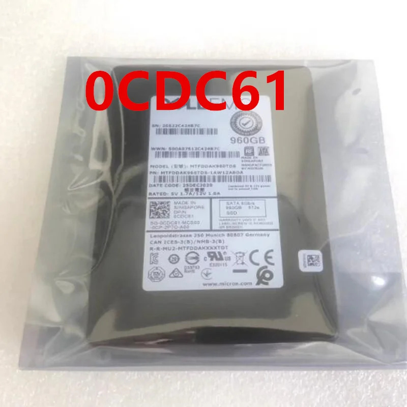 DELL 960GB 2.5 인치 SATA SSD오리지널 솔리드 스테이트 드라이브 0CDC61 CDC61 MTFDDAK960TDS 거신