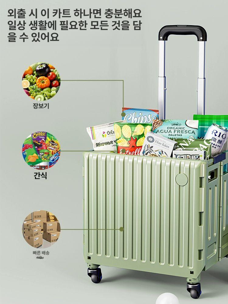 장바구니 캐리어 시장가방 트레일러 다용도 운반카트 쇼핑 티그린 대형 휴대용2륜 고정봉 - 상세 이미지 4
