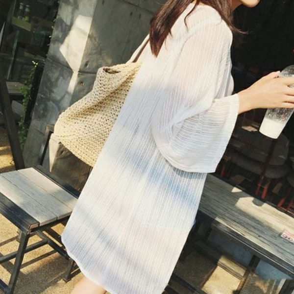 루즈핏 쉬폰 가디건 로브 비치 가디건 휴양지 얇은 여름 - 상품 이미지