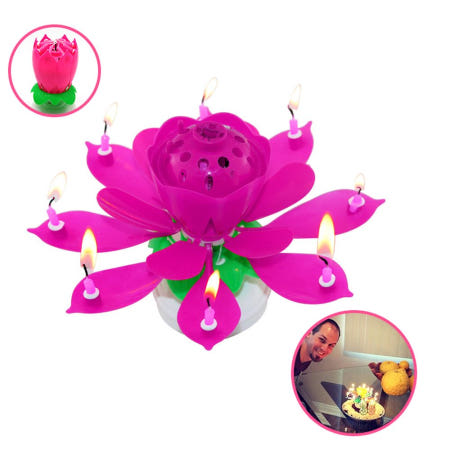 알리바니스토어 인싸아이템 파티테마 행사 생일 축하 멜로디 회전 연꽃초 6color