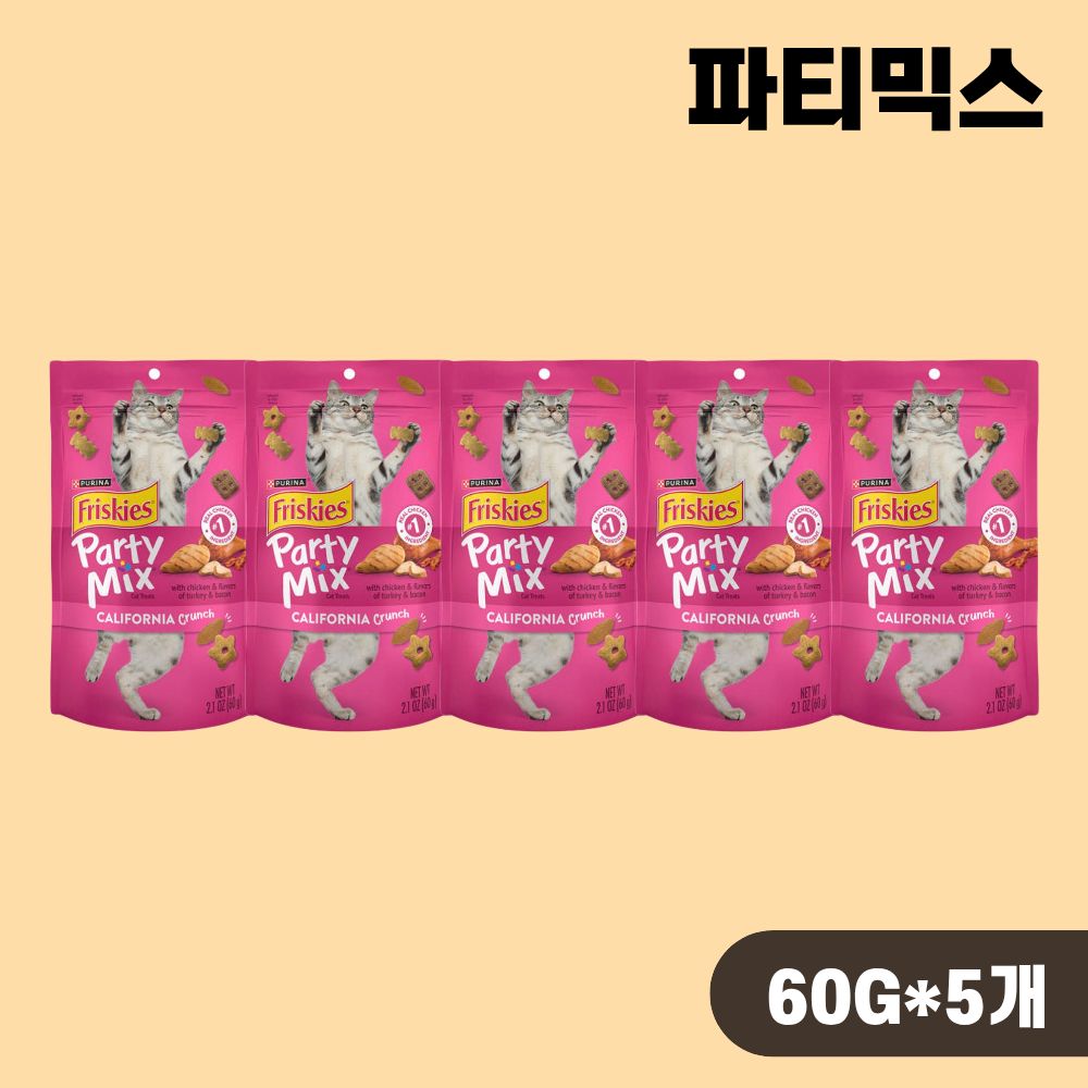 [유통기한] 퓨리나 파티믹스 고양이간식 캘리포니아, 60g, 5개 - 상품 이미지
